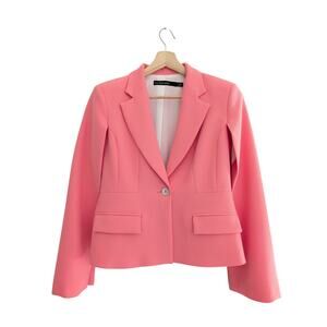 EUC Iris Setlakwe Womens Pink Blazer Single Button Open Sleeve Lined Size 6